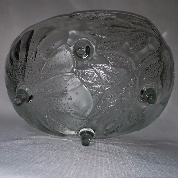 Vintage Glass Punch Bowl Clear Glass Fruit Footed Oblong Poppy Flowers Servwear - Picture 5 of 9